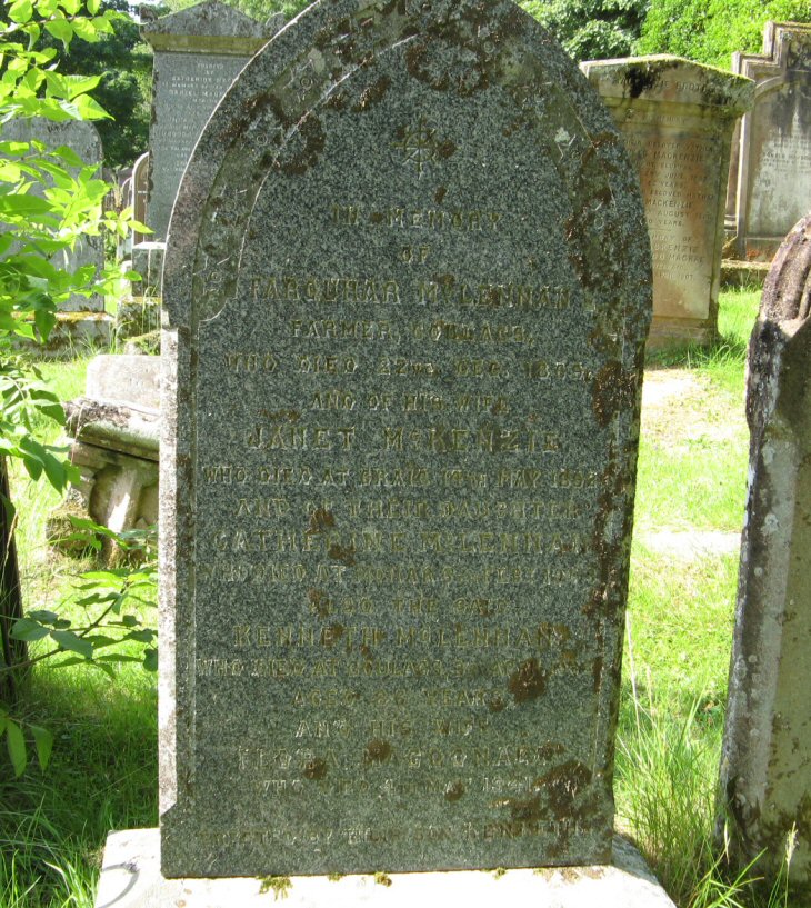 Photo of headstones/Farquhar McLennan d1859 hdstn Old Lochcarron